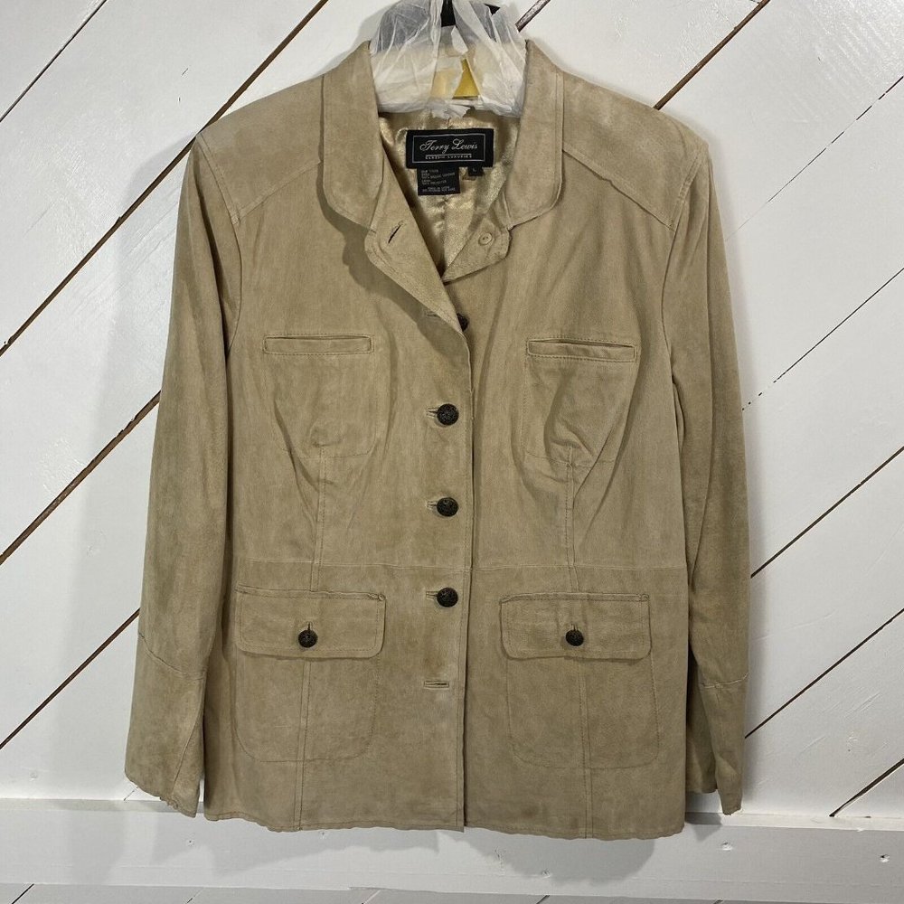 Terry Lewis Classic Luxuries Tan Beige Leather Suede Jacket Women’s Size Large